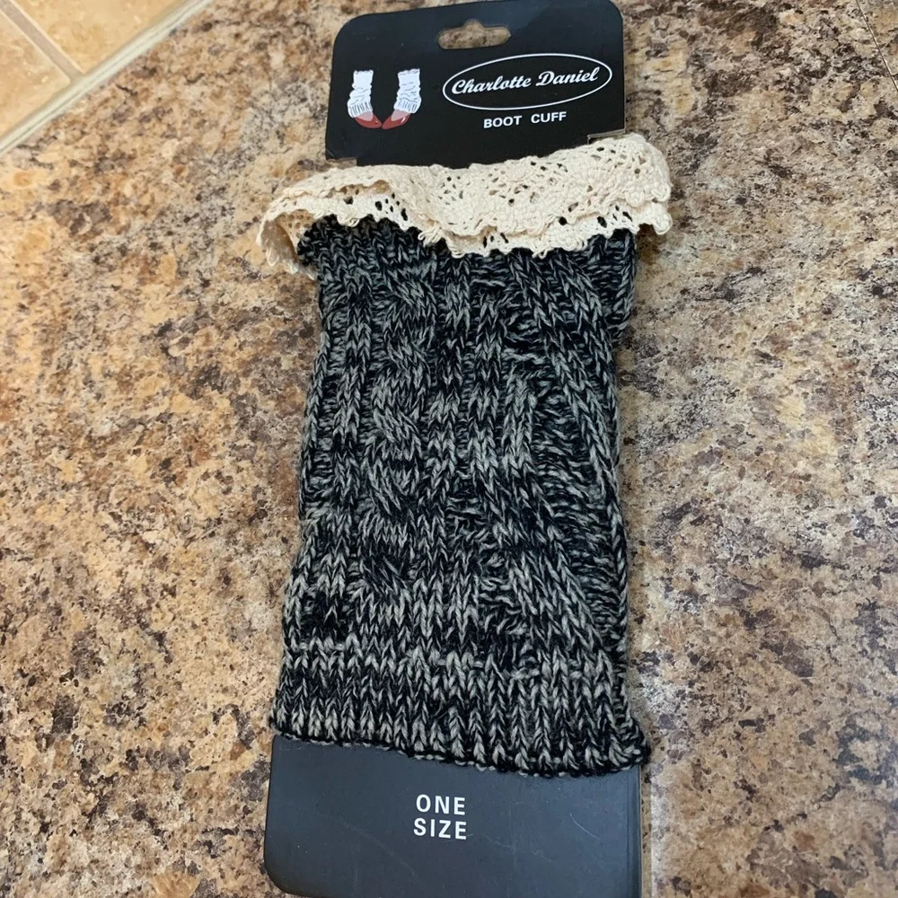 Charlotte Daniel Knitted Black Marled Boot Cuffs